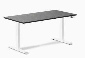 Desky Dual Bamboo Sit Stand Desk - Dark Bamboo / 60 x 30 in / White