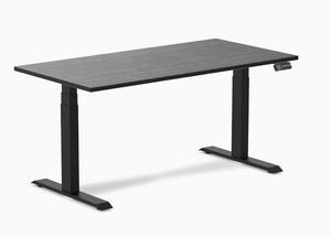 Desky Dual Bamboo Sit Stand Desk - Dark Bamboo / 60 x 30 in / Matte Black