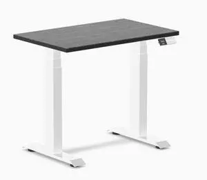 Desky Dual Mini Bamboo Sit Stand Desk - Dark Bamboo / 32 x 20 in / White Desky Dual Mini Bamboo Sit Stand Desk - Dark Bamboo / 32 x 20 in / White