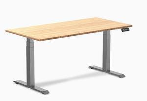 Desky Dual Bamboo Sit Stand Desk - Bamboo / 60 x 30 in / Space Gray