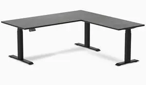 Desky Bamboo L-Shape Sit Stand Desk - Dark Bamboo / 72 x 30 x 70 x 24 in / Matte Black Desky Bamboo L-Shape Sit Stand Desk - Dark Bamboo / 72 x 30 x 70 x 24 in / Matte Black