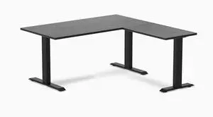 Desky Zero Bamboo L-Shape Office Desk - Dark Bamboo / 60 x 30 x 62 x 20 in / Matte Black