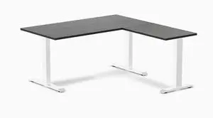 Desky Zero Bamboo L-Shape Office Desk - Dark Bamboo / 60 x 30 x 62 x 20 in / White