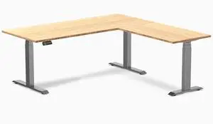 Desky Bamboo L-Shape Sit Stand Desk - Bamboo / 72 x 30 x 70 x 24 in / Space Gray Desky Bamboo L-Shape Sit Stand Desk - Bamboo / 72 x 30 x 70 x 24 in / Space Gray