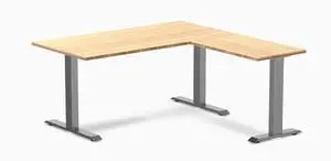 Desky Zero Bamboo L-Shape Office Desk - Bamboo / 60 x 30 x 62 x 20 in / Space Gray
