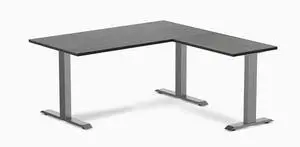 Desky Zero Bamboo L-Shape Office Desk - Dark Bamboo / 60 x 30 x 62 x 20 in / Space Gray