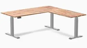 Desky Softwood L-Shape Sit Stand Desk - Acacia / 72 x 30 x 70 x 24 in / Gray Desky Softwood L-Shape Sit Stand Desk - Acacia / 72 x 30 x 70 x 24 in / Gray