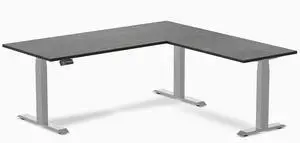 Desky Bamboo L-Shape Sit Stand Desk - Dark Bamboo / 72 x 30 x 70 x 24 in / Gray Desky Bamboo L-Shape Sit Stand Desk - Dark Bamboo / 72 x 30 x 70 x 24 in / Gray