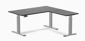 Desky Bamboo L-Shape Sit Stand Desk - Dark Bamboo / 60 x 30 x 62 x 20 in / Gray
