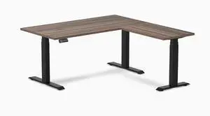 Desky L-Shape Laminate Sit Stand Desk - Jarrah Legno / 59 x 29.5 x 61.5 x 20 in / Matte Black Desky L-Shape Laminate Sit Stand Desk - Jarrah Legno / 59 x 29.5 x 61.5 x 20 in / Matte Black