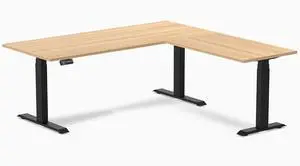 Desky L-Shape Laminate Sit Stand Desk - Sublime Teak / 70.9 x 29.5 x 69.5 x 24 in / Matte Black Desky L-Shape Laminate Sit Stand Desk - Sublime Teak / 70.9 x 29.5 x 69.5 x 24 in / Matte Black