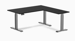 Desky Eco L-Shape Laminate Sit Stand Desk - Black / 59 x 29.5 x 61.5 x 20 in / Space Gray