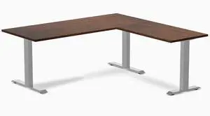 Desky Zero Rubberwood L-Shape Office Desk - Red Walnut / 72 x 30 x 70 x 24 in / Gray Desky Zero Rubberwood L-Shape Office Desk - Red Walnut / 72 x 30 x 70 x 24 in / Gray