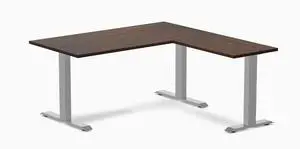 Desky Zero Rubberwood L-Shape Office Desk - Dark Walnut / 60 x 30 x 62 x 20 in / Gray Desky Zero Rubberwood L-Shape Office Desk - Dark Walnut / 60 x 30 x 62 x 20 in / Gray