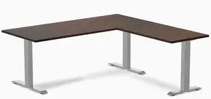 Desky Zero Rubberwood L-Shape Office Desk - Dark Walnut / 72 x 30 x 70 x 24 in / Gray Desky Zero Rubberwood L-Shape Office Desk - Dark Walnut / 72 x 30 x 70 x 24 in / Gray