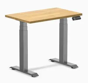 Desky Dual Mini Rubberwood Sit Stand Desk - Light Oak / 32 x 20 in / Space Gray