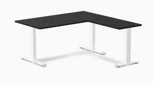 Desky Zero Laminate L-Shape Office Desk - Black / 59 x 29.5 x 61 x 19.7 in / White
