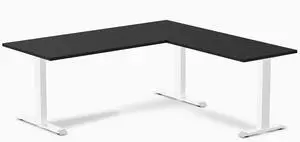 Desky Zero Laminate L-Shape Office Desk - Black / 70.9 x 29.5 x 68.9 x 23.6 in / White