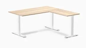 Desky Zero Laminate L-Shape Office Desk - Classic Oak / 59 x 29.5 x 61 x 19.7 in / White