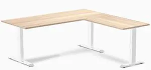 Desky Zero Laminate L-Shape Office Desk - Classic Oak / 70.9 x 29.5 x 68.9 x 23.6 in / White