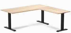 Desky Zero Laminate L-Shape Office Desk - Classic Oak / 70.9 x 29.5 x 68.9 x 23.6 in / Matte Black