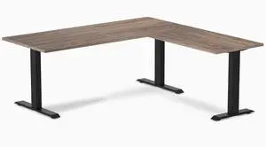 Desky Zero Laminate L-Shape Office Desk - Natural Walnut / 70.9 x 29.5 x 68.9 x 23.6 in / Matte Black