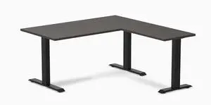 Desky Zero Laminate L-Shape Office Desk - Burnished Wood / 59 x 29.5 x 61 x 19.7 in / Matte Black