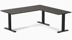 Desky Zero Laminate L-Shape Office Desk - Burnished Wood / 70.9 x 29.5 x 68.9 x 23.6 in / Matte Black