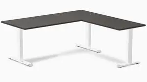Desky Zero Laminate L-Shape Office Desk - Burnished Wood / 70.9 x 29.5 x 68.9 x 23.6 in / White