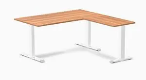 Desky Zero Laminate L-Shape Office Desk - Prime Oak / 59 x 29.5 x 61 x 19.7 in / White