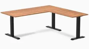 Desky Zero Laminate L-Shape Office Desk - Prime Oak / 70.9 x 29.5 x 68.9 x 23.6 in / Matte Black