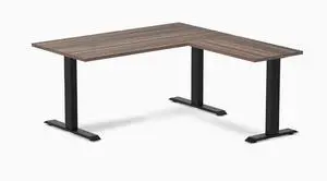 Desky Zero Laminate L-Shape Office Desk - Jarrah Legno / 59 x 29.5 x 61 x 19.7 in / Matte Black