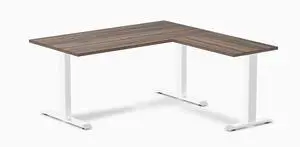 Desky Zero Laminate L-Shape Office Desk - Jarrah Legno / 59 x 29.5 x 61 x 19.7 in / White