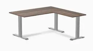 Desky Zero Laminate L-Shape Office Desk - Jarrah Legno / 59 x 29.5 x 61 x 19.7 in / Gray