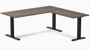 Desky Zero Laminate L-Shape Office Desk - Jarrah Legno / 70.9 x 29.5 x 68.9 x 23.6 in / Matte Black