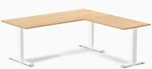 Desky Zero Laminate L-Shape Office Desk - Sublime Teak / 70.9 x 29.5 x 68.9 x 23.6 in / White