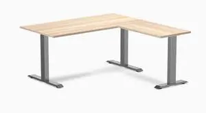 Desky Zero Laminate L-Shape Office Desk - Classic Oak / 59 x 29.5 x 61 x 19.7 in / Space Gray
