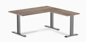 Desky Zero Laminate L-Shape Office Desk - Natural Walnut / 59 x 29.5 x 61 x 19.7 in / Space Gray