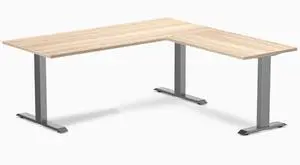 Desky Zero Laminate L-Shape Office Desk - Classic Oak / 70.9 x 29.5 x 68.9 x 23.6 in / Space Gray