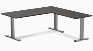 Desky Zero Laminate L-Shape Office Desk - Burnished Wood / 70.9 x 29.5 x 68.9 x 23.6 in / Space Gray