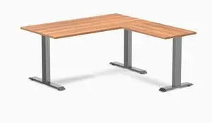Desky Zero Laminate L-Shape Office Desk - Prime Oak / 59 x 29.5 x 61 x 19.7 in / Space Gray