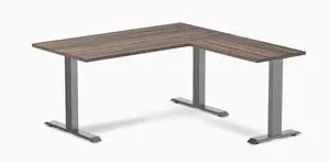 Desky Zero Laminate L-Shape Office Desk - Jarrah Legno / 59 x 29.5 x 61 x 19.7 in / Space Gray