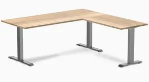 Desky Zero Laminate L-Shape Office Desk - Sublime Teak / 70.9 x 29.5 x 68.9 x 23.6 in / Space Gray