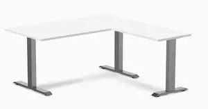 Desky Zero Laminate L-Shape Office Desk - White / 59 x 29.5 x 61 x 19.7 in / Space Gray