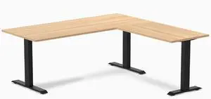 Desky Zero Laminate L-Shape Office Desk - Sublime Teak / 70.9 x 29.5 x 68.9 x 23.6 in / Matte Black