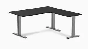 Desky Zero Laminate L-Shape Office Desk - Black / 59 x 29.5 x 61 x 19.7 in / Space Gray