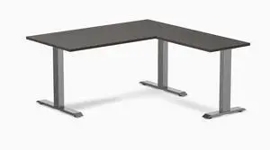 Desky Zero Laminate L-Shape Office Desk - Burnished Wood / 59 x 29.5 x 61 x 19.7 in / Space Gray