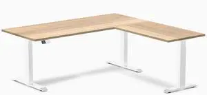 Desky Hardwood L-Shape Sit Stand Desk - White Ash / 72 x 30 x 70 x 24 in / White