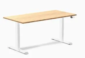 Desky Dual Bamboo Sit Stand Desk - Bamboo / 60 x 30 in / White