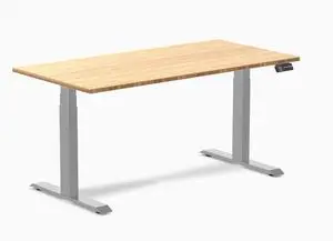 Desky Dual Bamboo Sit Stand Desk - Bamboo / 60 x 30 in / Grey